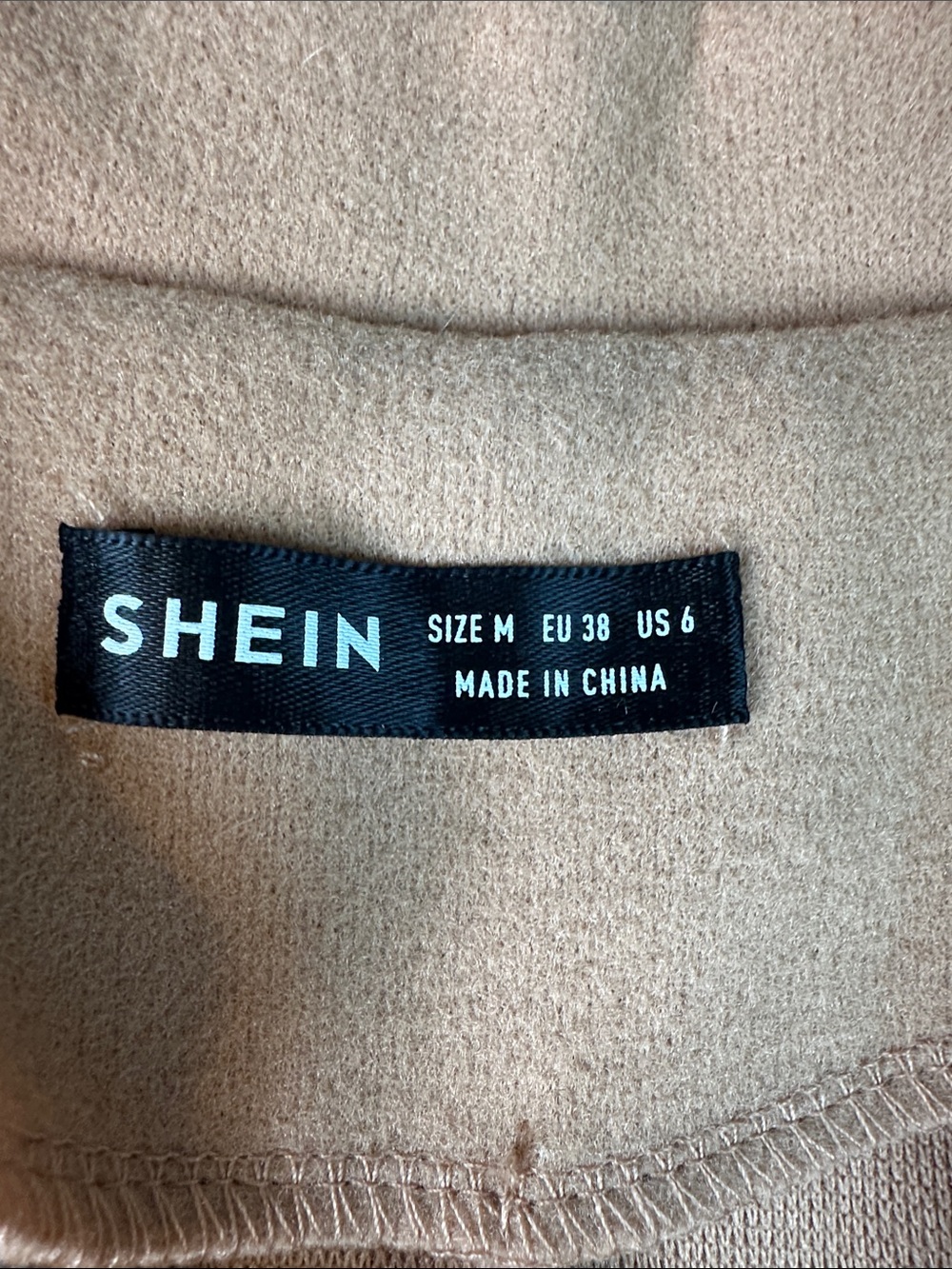 SHEIN Camel Pea Coat Women’s Medium Single-Button Notch Lapel - Picture 3 of 7